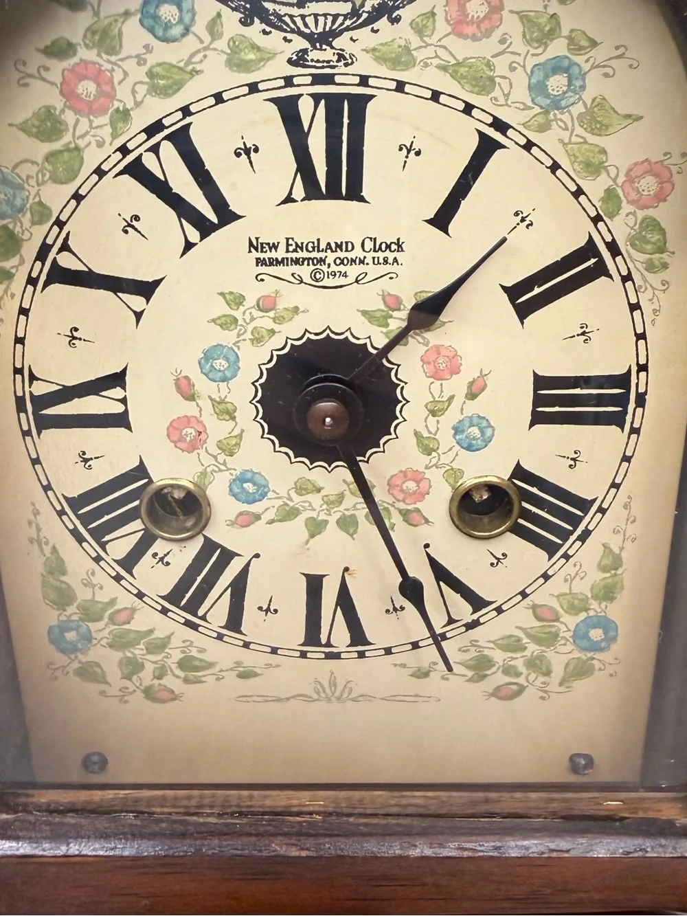 1974 New England Clock Co Franz Hermle Mantel Clock Mechanical Chime Working